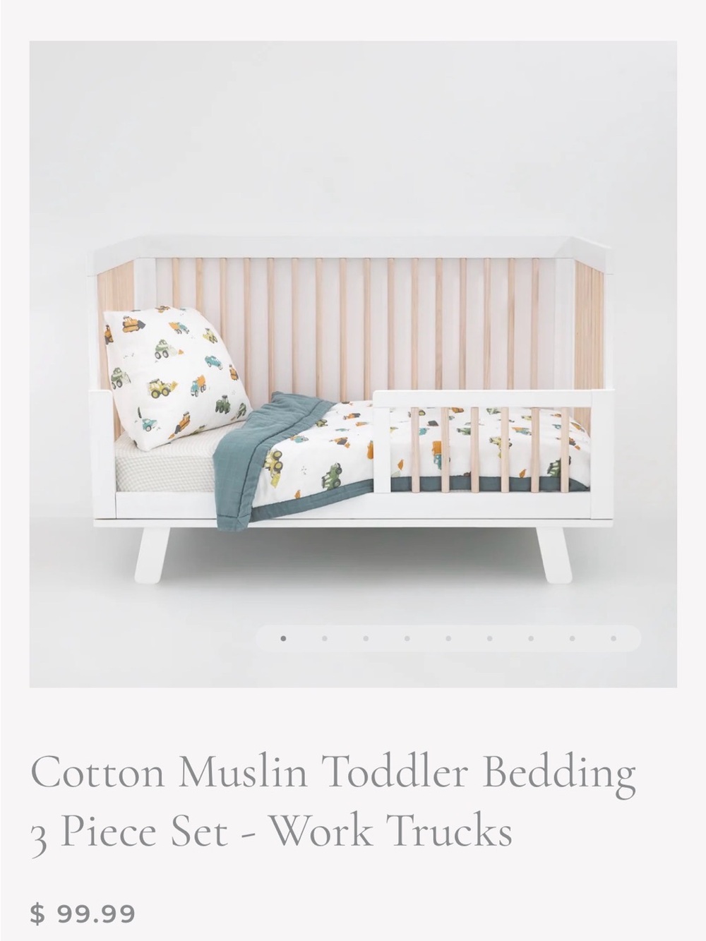 Little Unicorn 3pc Cotton Muslin Toddler Bedding Set Work Trucks